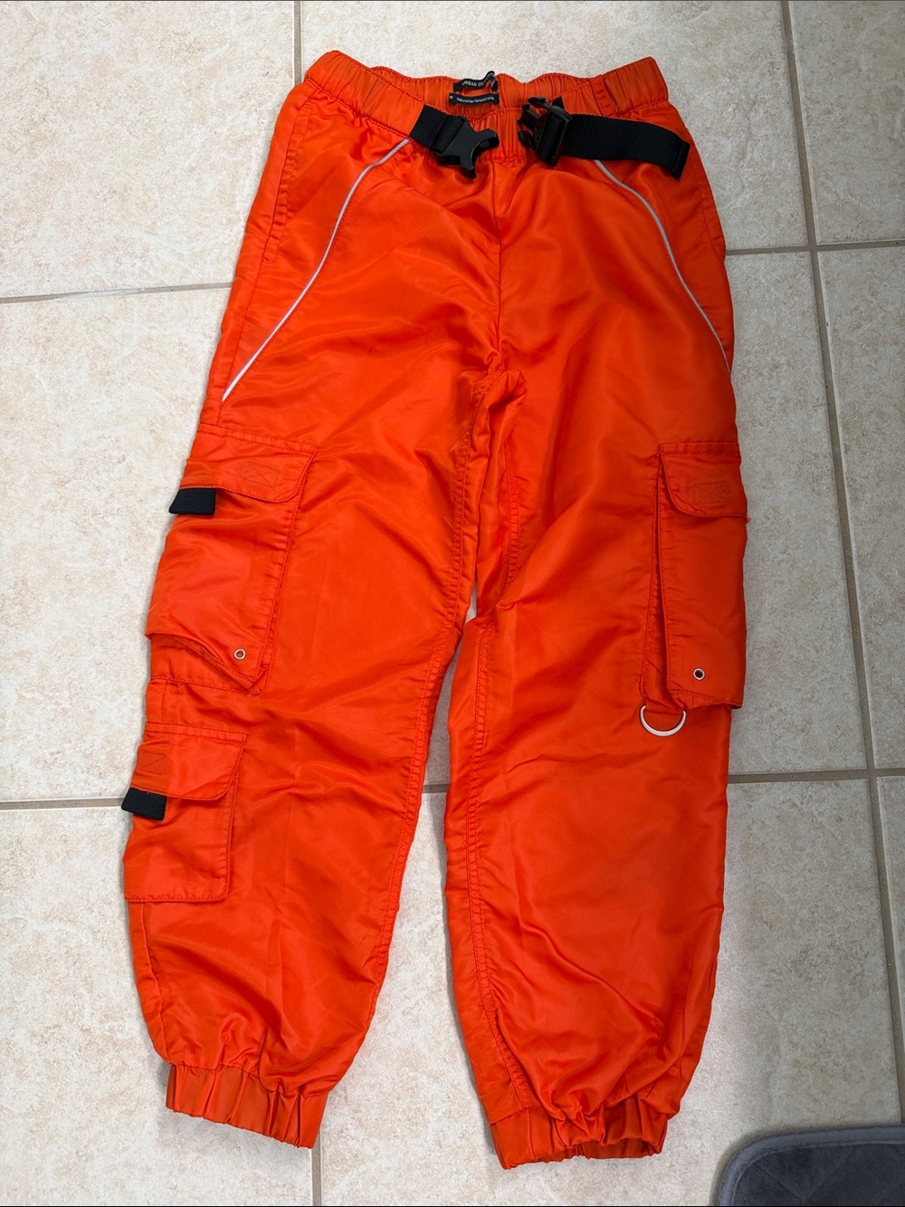 Urban Outfitters Bright Orange Utility Pants with Buckle Waist